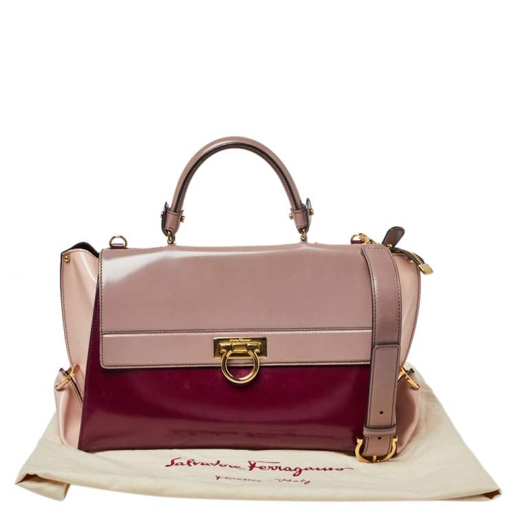 Pre Owned Salvatore Ferragamo Multicolor Patent Leather Large Sofia Top Handle Bag