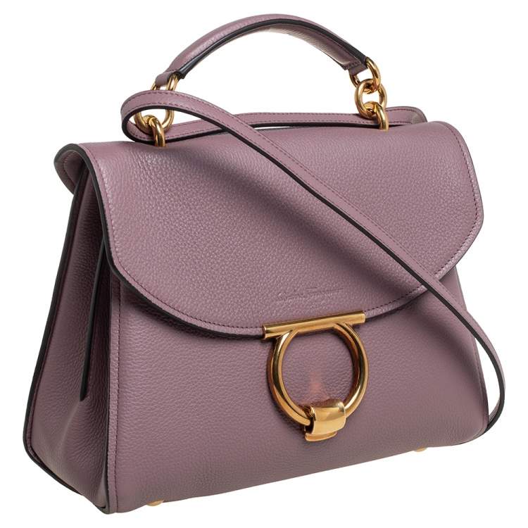 Pre Owned Salvatore Ferragamo Old Rose Leather Margot Top Handle Bag