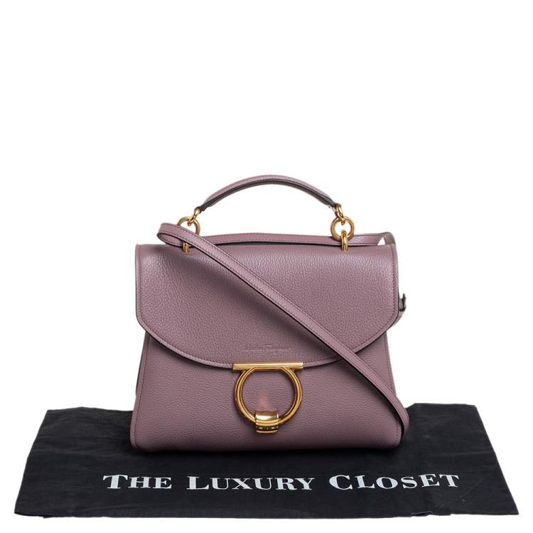 Pre Owned Salvatore Ferragamo Old Rose Leather Margot Top Handle Bag