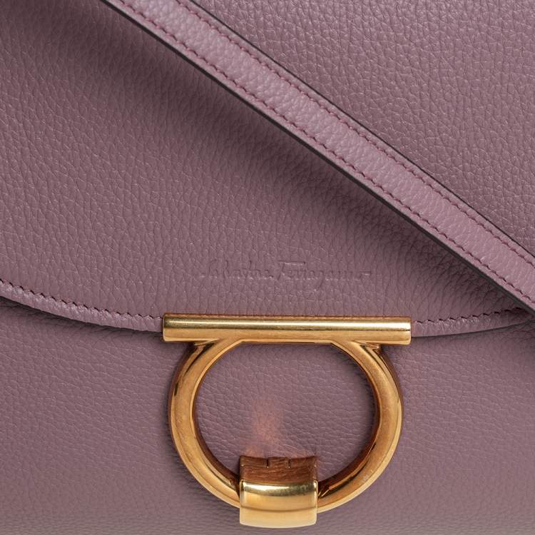 Pre Owned Salvatore Ferragamo Old Rose Leather Margot Top Handle Bag