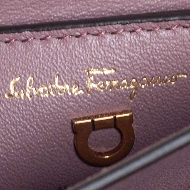 Pre Owned Salvatore Ferragamo Old Rose Leather Margot Top Handle Bag