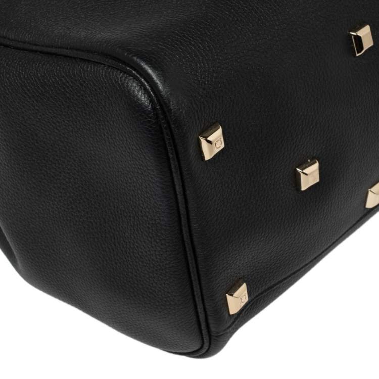 Pre Owned Salvatore Ferragamo Black Leather Medium Studio Tote