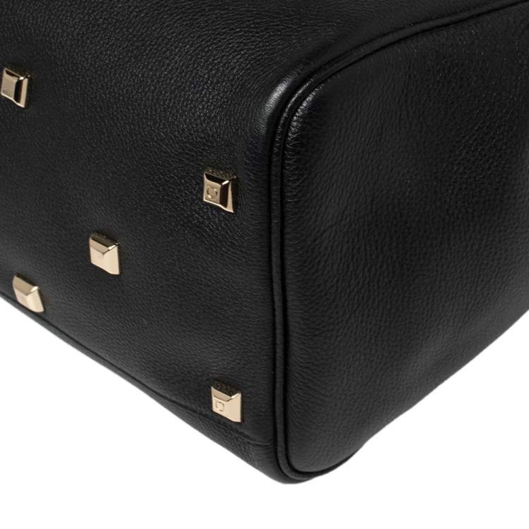 Pre Owned Salvatore Ferragamo Black Leather Medium Studio Tote