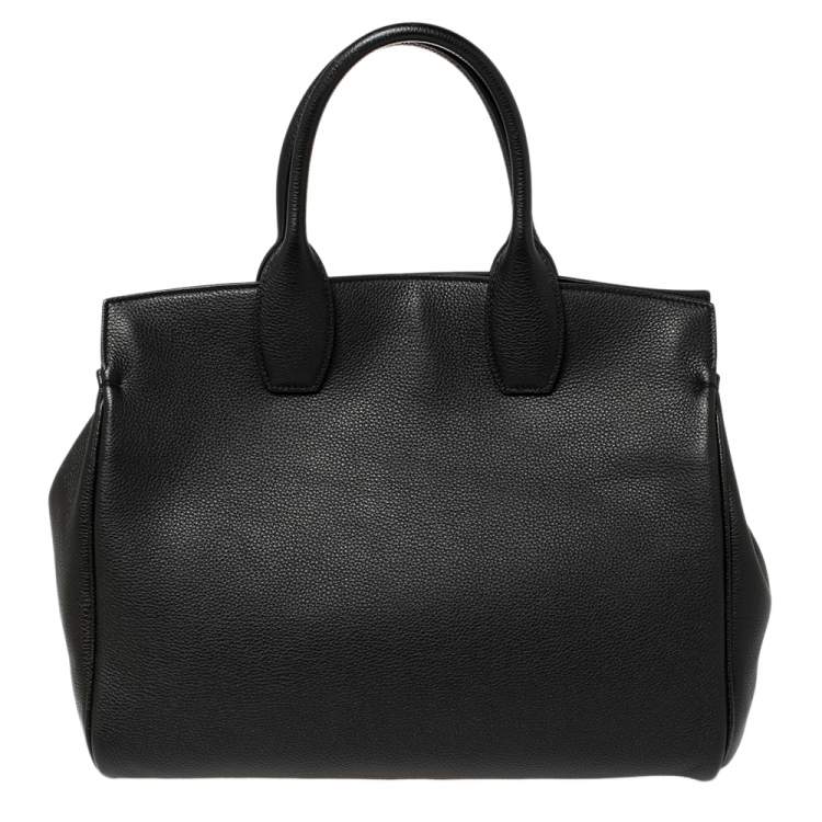 Pre Owned Salvatore Ferragamo Black Leather Medium Studio Tote