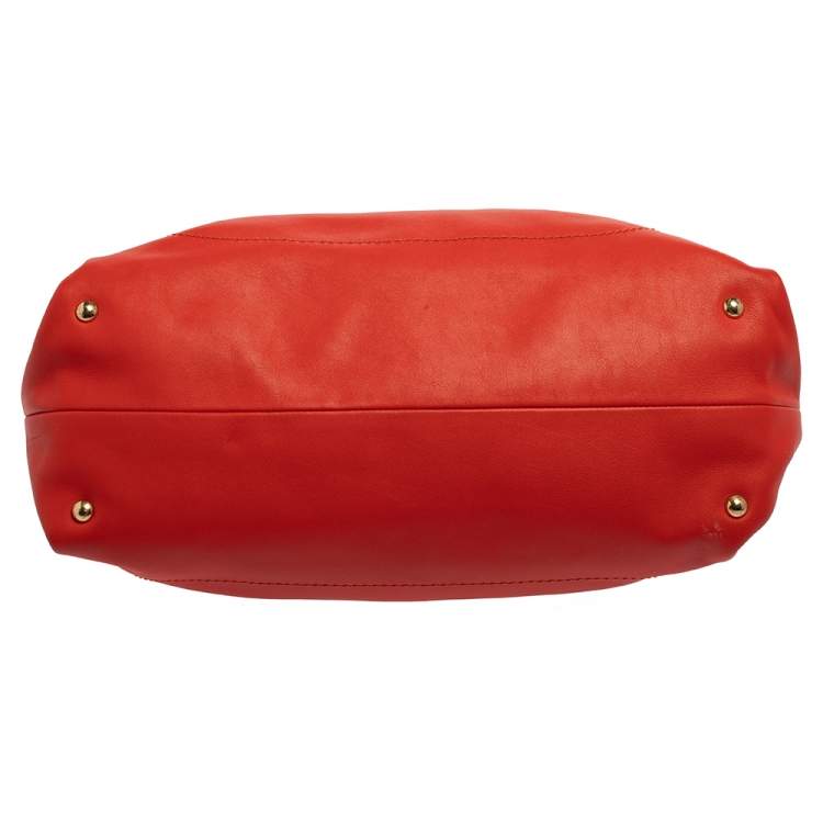 Pre Owned Salvatore Ferragamo Red Leather Chain Tote