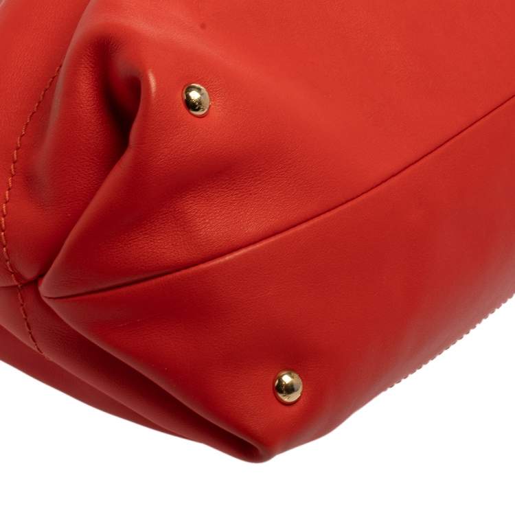 Pre Owned Salvatore Ferragamo Red Leather Chain Tote