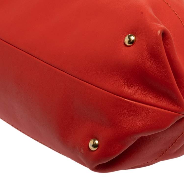 Pre Owned Salvatore Ferragamo Red Leather Chain Tote