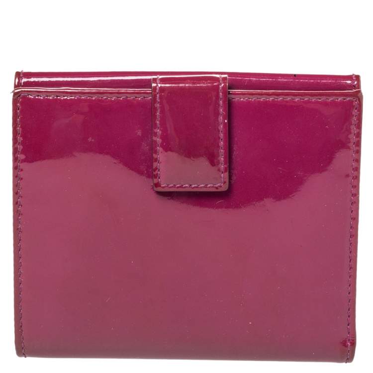 Pre Owned Salvatore Ferragamo Purple Patent Leather Vara Bow Wallet