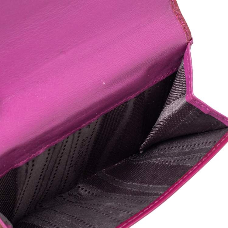 Pre Owned Salvatore Ferragamo Purple Patent Leather Vara Bow Wallet