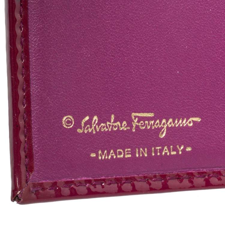 Pre Owned Salvatore Ferragamo Purple Patent Leather Vara Bow Wallet