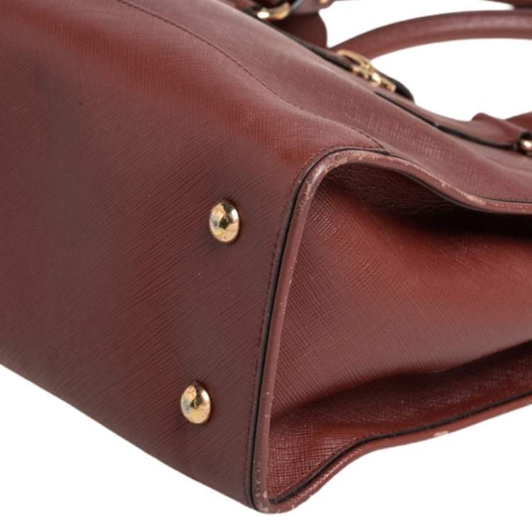 Pre Owned Salvatore Ferragamo Brown Leather Batik Tote