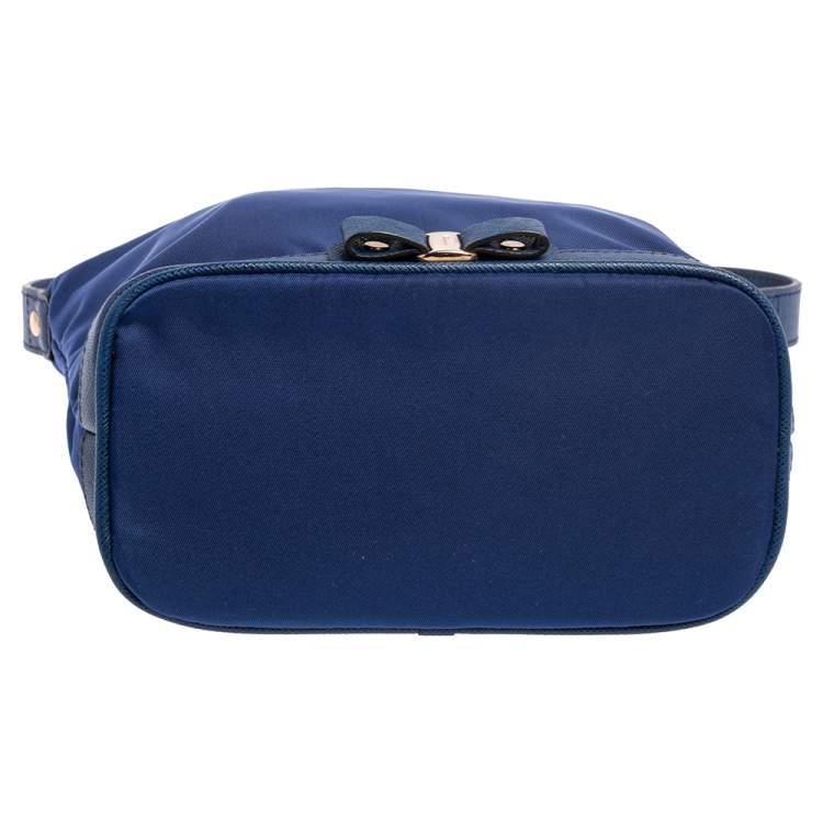 Pre Owned Salvatore Ferragamo Blue Nylon Vara Bow Pouch