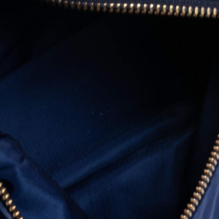 Pre Owned Salvatore Ferragamo Blue Nylon Vara Bow Pouch
