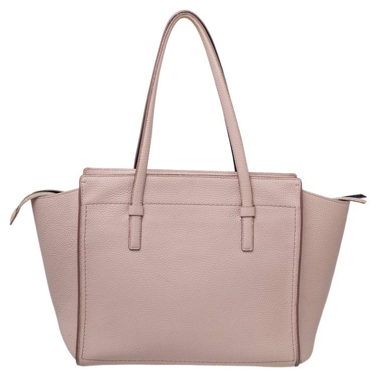 Pre Owned Salvatore Ferragamo Pink Pebbled Leather Medium Amy Tote Bag