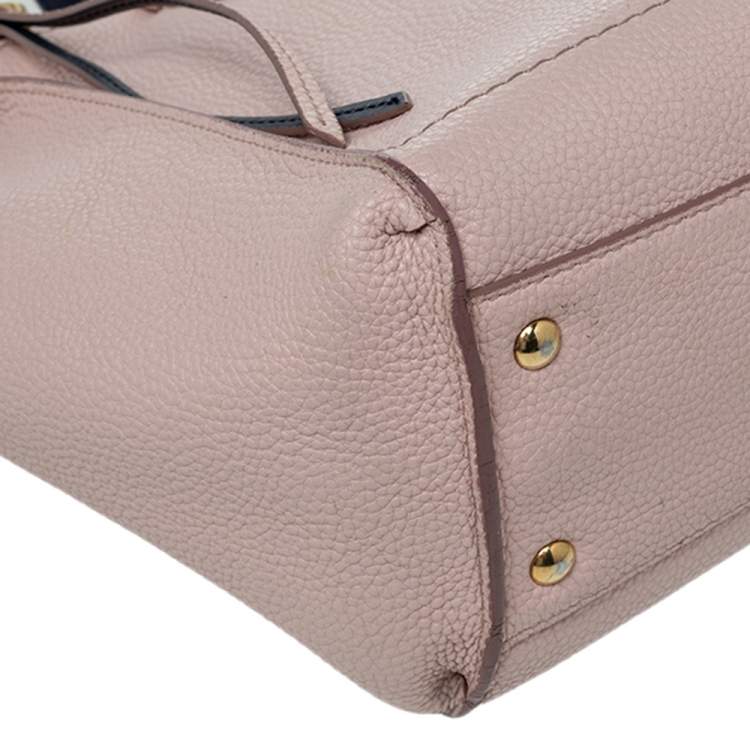Pre Owned Salvatore Ferragamo Pink Pebbled Leather Medium Amy Tote Bag