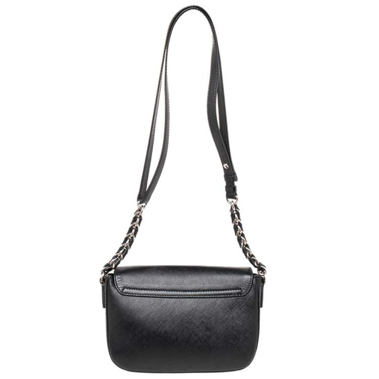 Pre Owned Salvatore Ferragamo Black Leather Gancini Crossbody Bag
