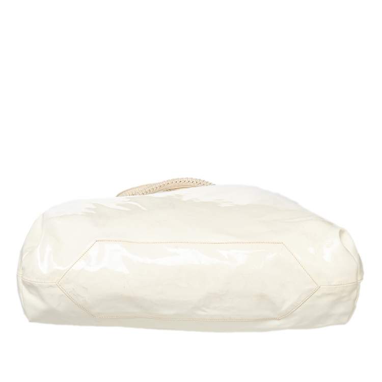 Pre Owned Salvatore Ferragamo Cream Patent Leather Tote