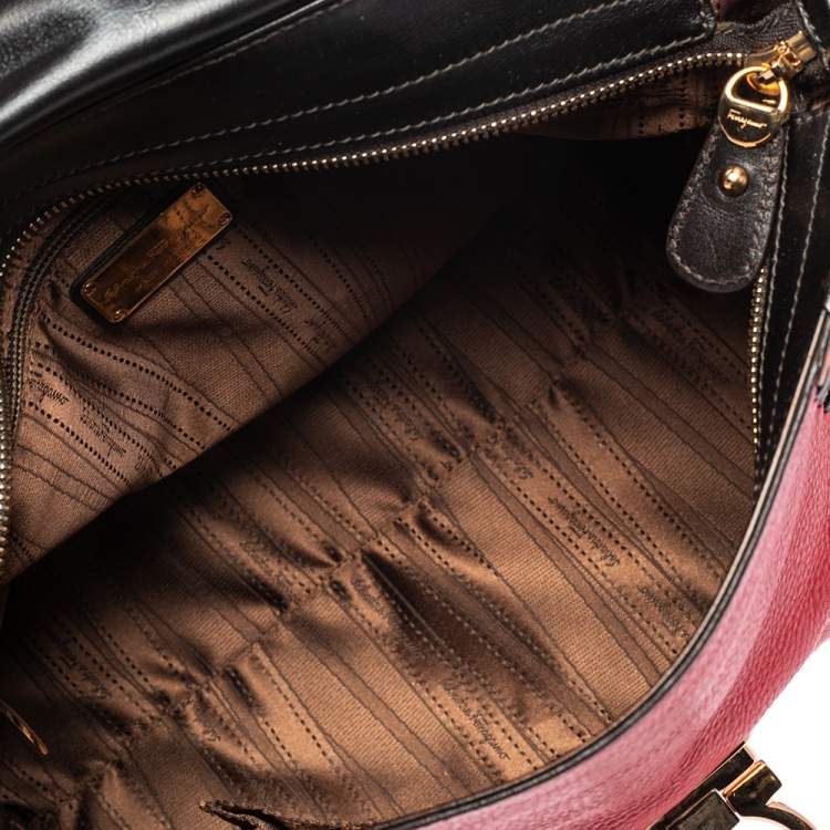 Pre Owned Salvatore Ferragamo Multicolor Nubuck And Leather Whipstitch Detail Large Sofia Satchel 