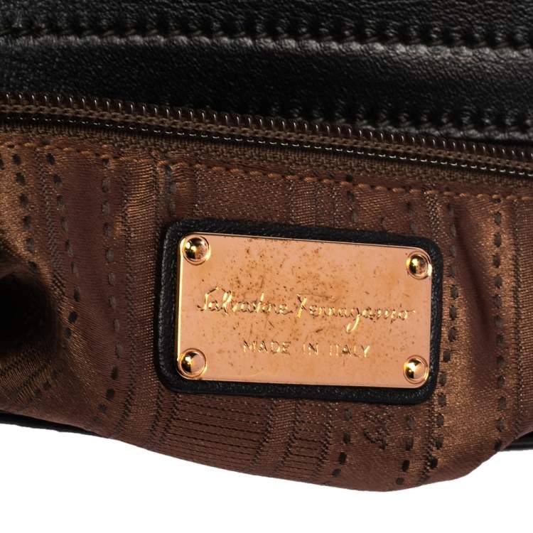 Pre Owned Salvatore Ferragamo Multicolor Nubuck And Leather Whipstitch Detail Large Sofia Satchel 
