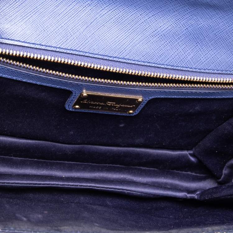 Pre Owned Salvatore Ferragamo Electric Blue Leather Ginny Shoulder Bag