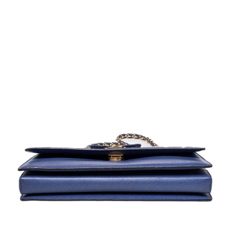 Pre Owned Salvatore Ferragamo Electric Blue Leather Ginny Shoulder Bag