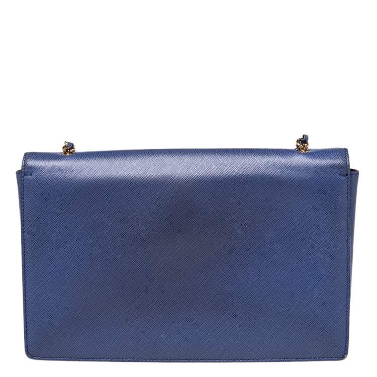 Pre Owned Salvatore Ferragamo Electric Blue Leather Ginny Shoulder Bag