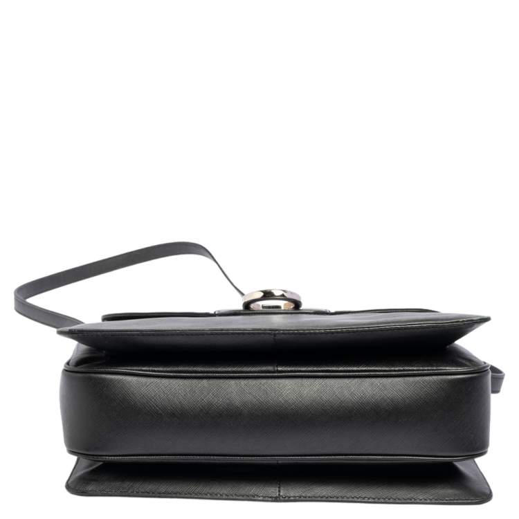 Pre Owned Salvatore Ferragamo Black Leather Katia Top Handle Bag