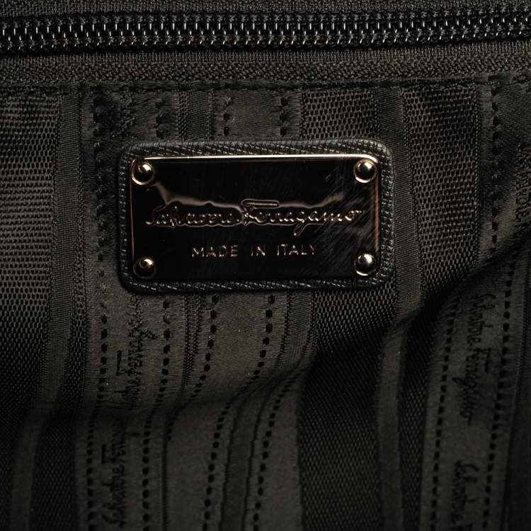 Pre Owned Salvatore Ferragamo Black Leather Katia Top Handle Bag
