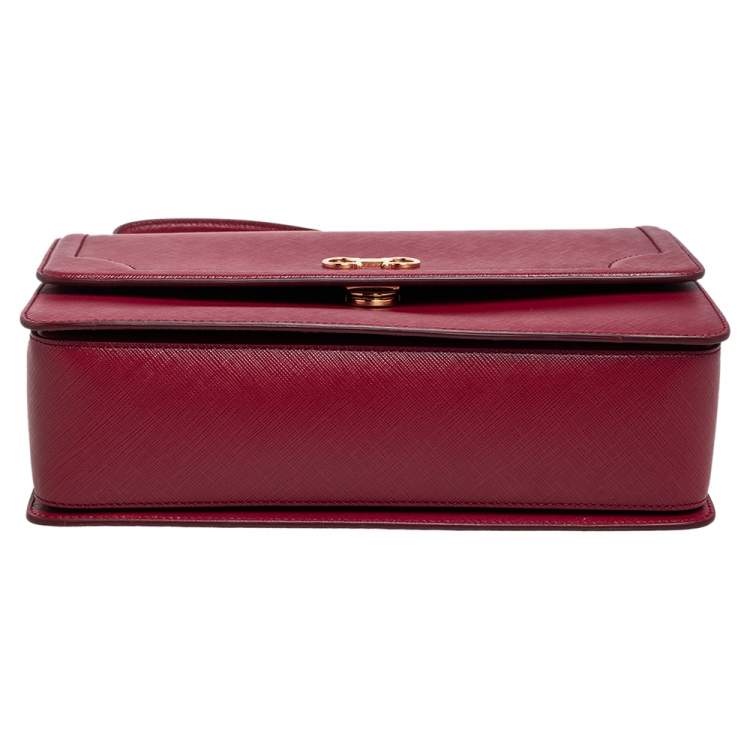 Pre Owned Salvatore Ferragamo Dark Red Leather Seila Top Handle Bag 