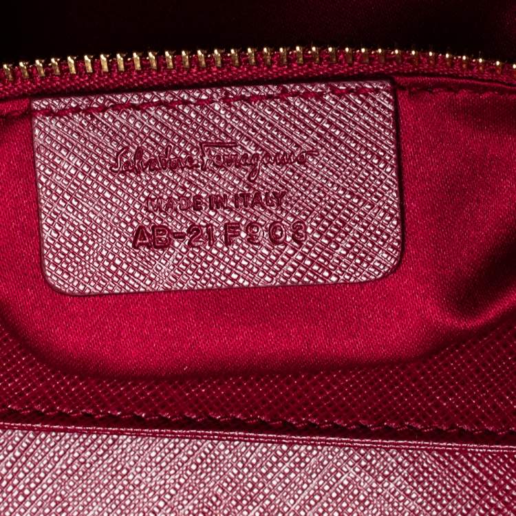 Pre Owned Salvatore Ferragamo Dark Red Leather Seila Top Handle Bag 