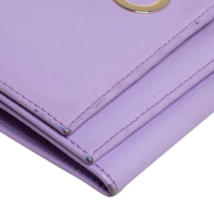 Pre Owned Salvatore Ferragamo Lilac Leather Gancini Continental Wallet