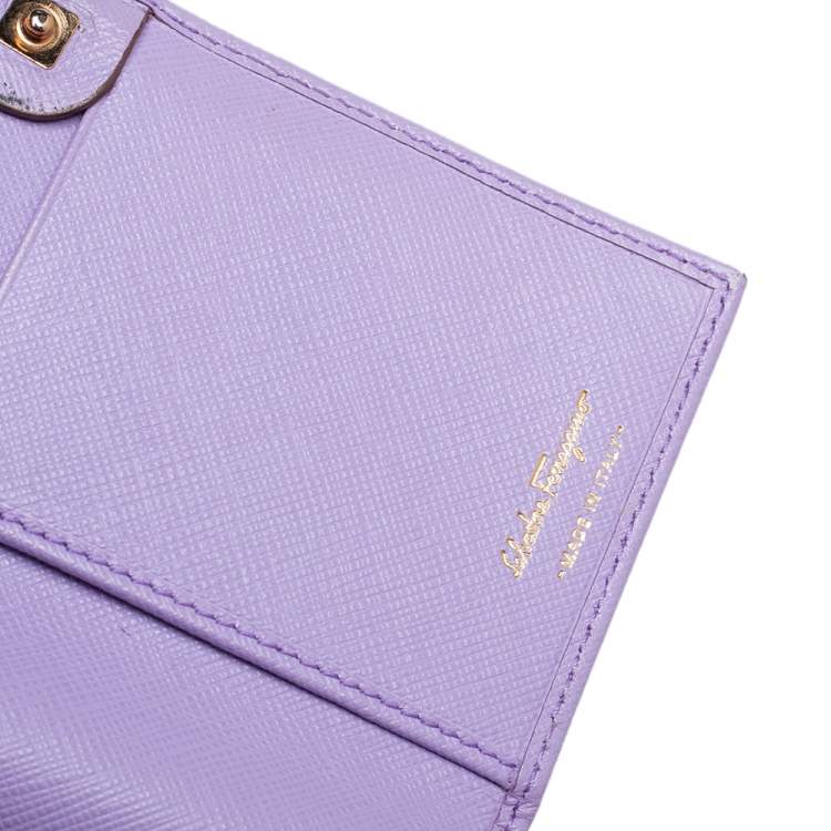 Pre Owned Salvatore Ferragamo Lilac Leather Gancini Continental Wallet