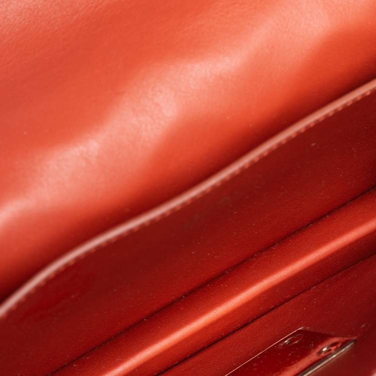 Pre Owned Salvatore Ferragamo Orange Leather and Suede Studded Aileen Shoulder Bag
