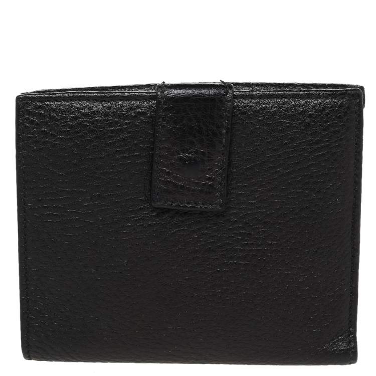 Pre Owned Salvatore Ferragamo Black Leather Classic Mediterraneo Compact Wallet