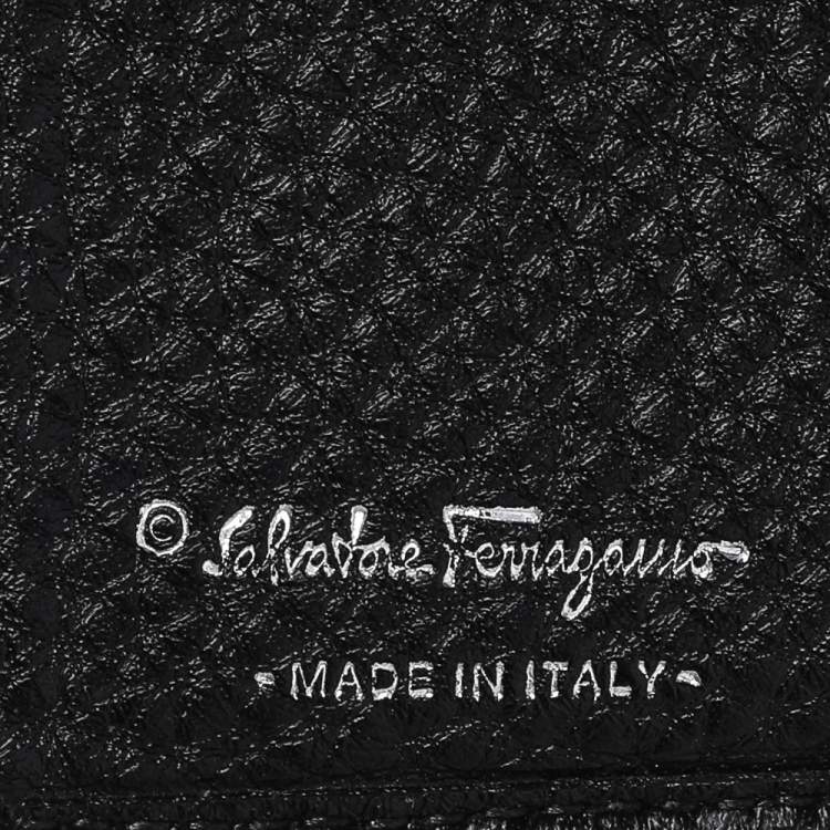 Pre Owned Salvatore Ferragamo Black Leather Classic Mediterraneo Compact Wallet
