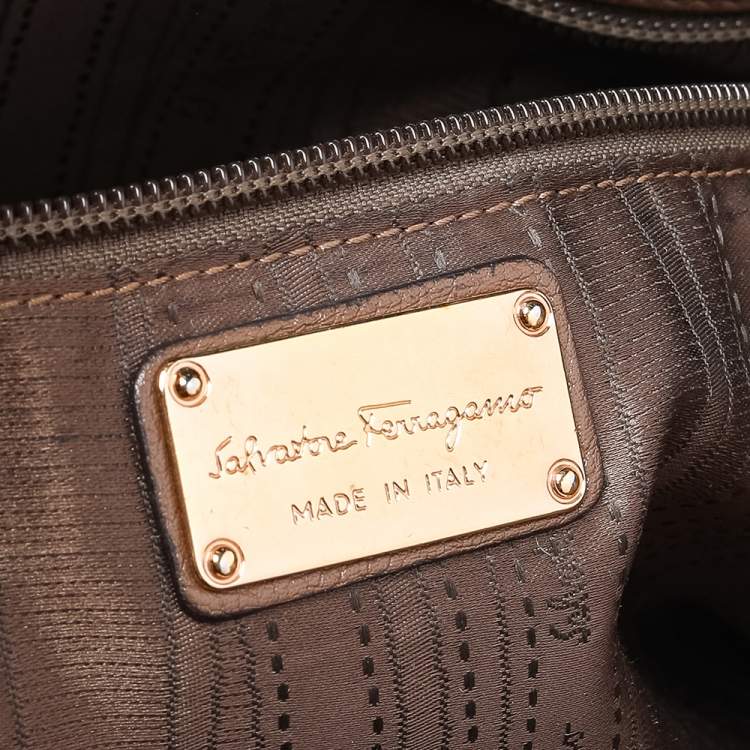 Pre Owned Salvatore Ferragamo Brown Leather Betulla Tote