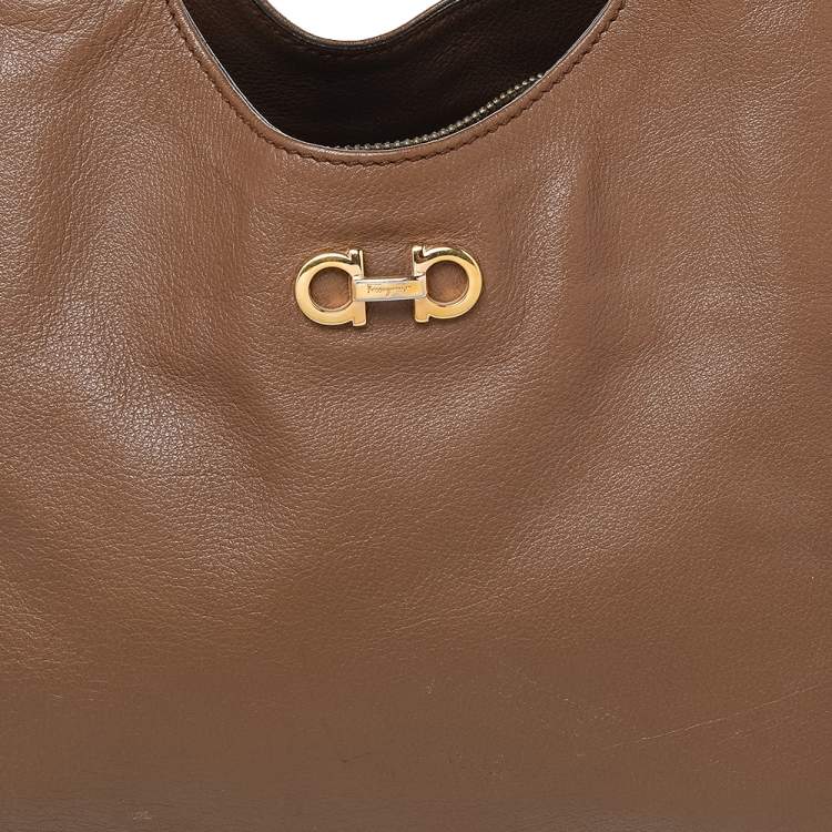 Pre Owned Salvatore Ferragamo Brown Leather Betulla Tote