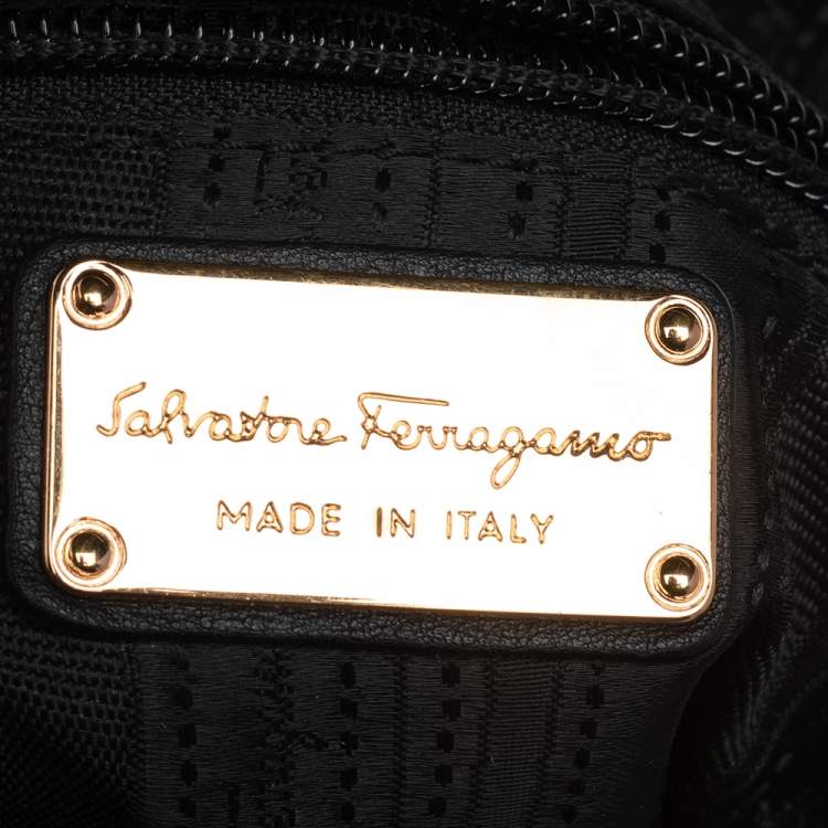 Pre Owned Salvatore Ferragamo Black Leather Hobo 