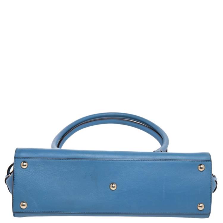 Pre Owned Salvatore Ferragamo Blue Leather Gancini Satchel