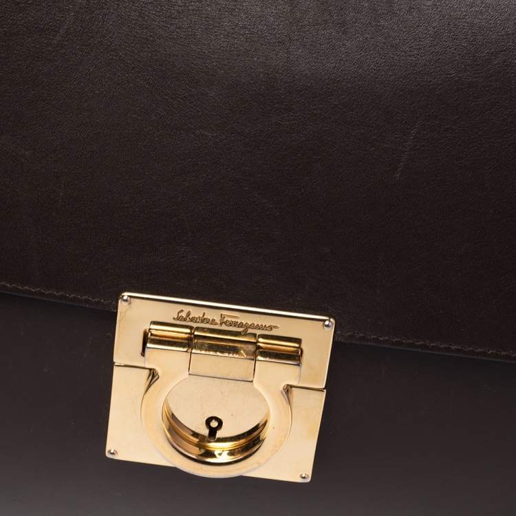 Pre Owned Salvatore Ferragamo Chocolate Brown Leather Marisol Shoulder Bag