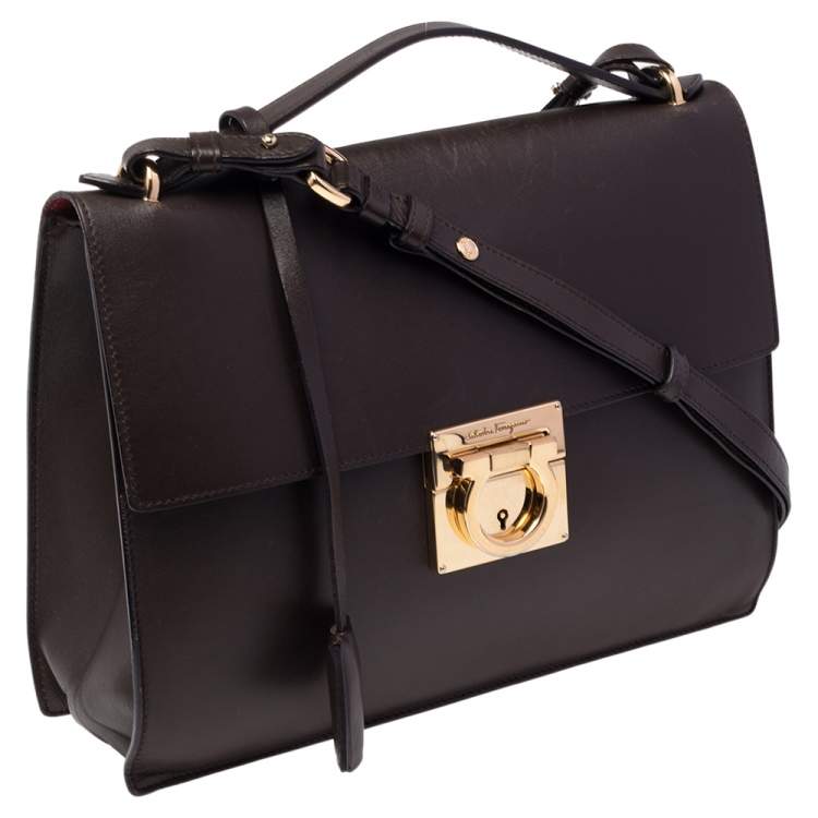 Pre Owned Salvatore Ferragamo Chocolate Brown Leather Marisol Shoulder Bag