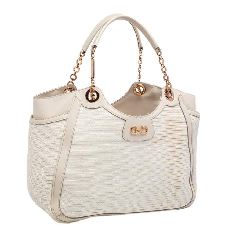 Pre Owned Salvatore Ferragamo Beige Betulla Leather Tote