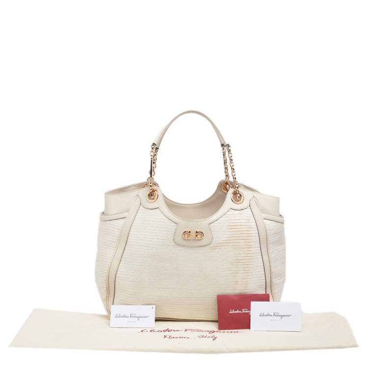 Pre Owned Salvatore Ferragamo Beige Betulla Leather Tote