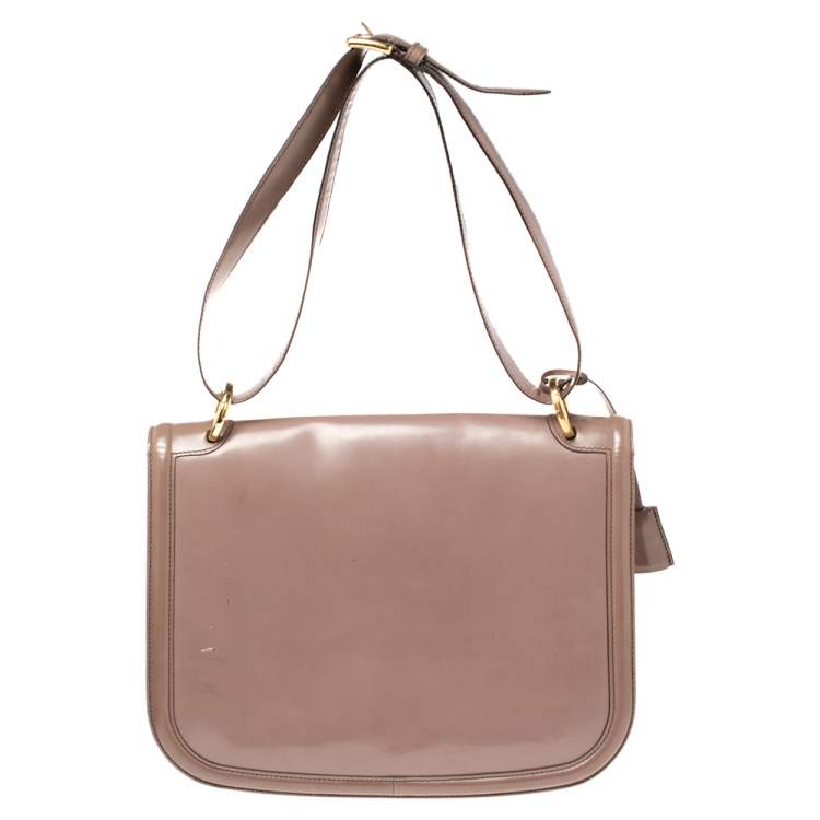 Pre Owned Salvatore Ferragamo Taupe Leather Jody Shoulder Bag