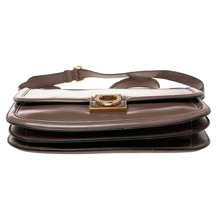 Pre Owned Salvatore Ferragamo Taupe Leather Jody Shoulder Bag