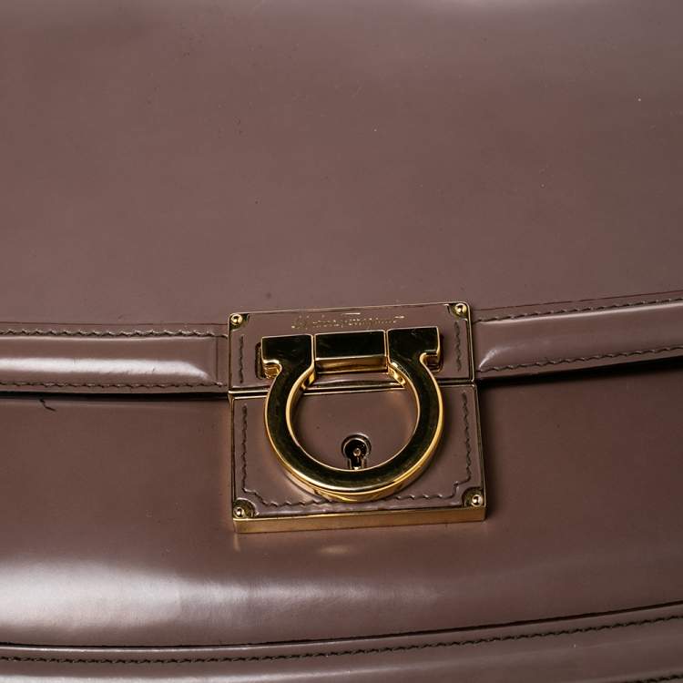 Pre Owned Salvatore Ferragamo Taupe Leather Jody Shoulder Bag
