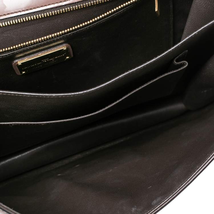 Pre Owned Salvatore Ferragamo Taupe Leather Jody Shoulder Bag