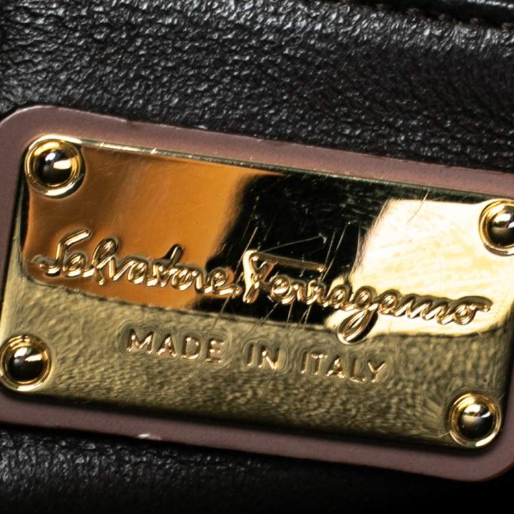 Pre Owned Salvatore Ferragamo Taupe Leather Jody Shoulder Bag