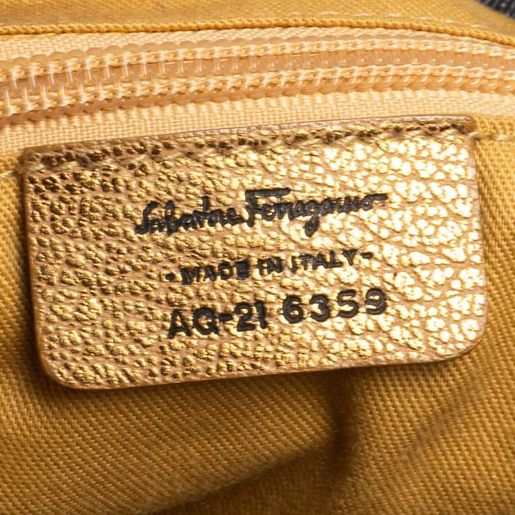 Pre Owned Salvatore Ferragamo Multicolor Gancini Floral Print Denim Shoulder Bag