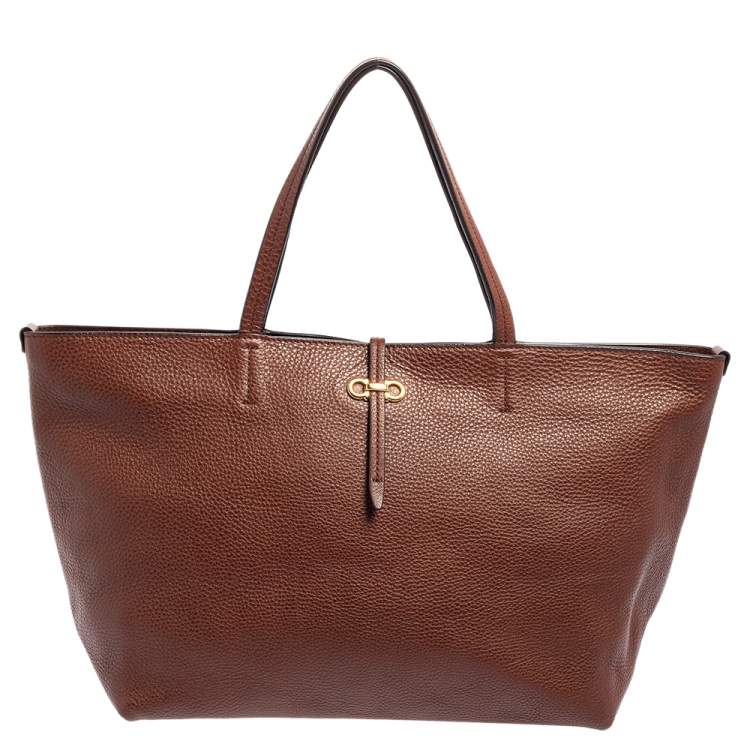 Pre Owned Salvatore Ferragamo Brown Leather Bice Tote